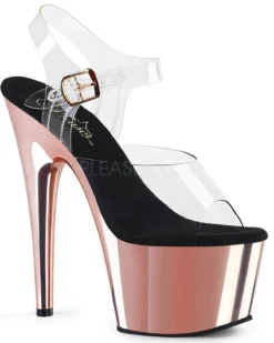 Pleaser USA Adore-708 Chrome 7inch Pleasers - Rose Gold