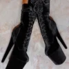 Back In Stock Hella Heels BabyDoll Velvet 8inch Boots - Russian Roulette