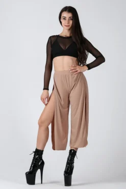 REV ACTIV Sensual Flow Pants (with Leg Slit) - Coffee Loungewear Bottoms