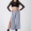 REV ACTIV Sensual Flow Pants (with Leg Slit) - Grey Loungewear Bottoms