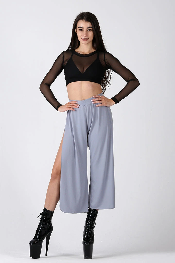 REV ACTIV Sensual Flow Pants (with Leg Slit) - Grey Loungewear Bottoms