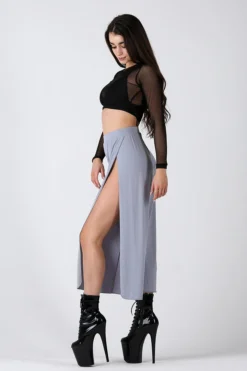 REV ACTIV Sensual Flow Pants (with Leg Slit) - Grey Loungewear Bottoms
