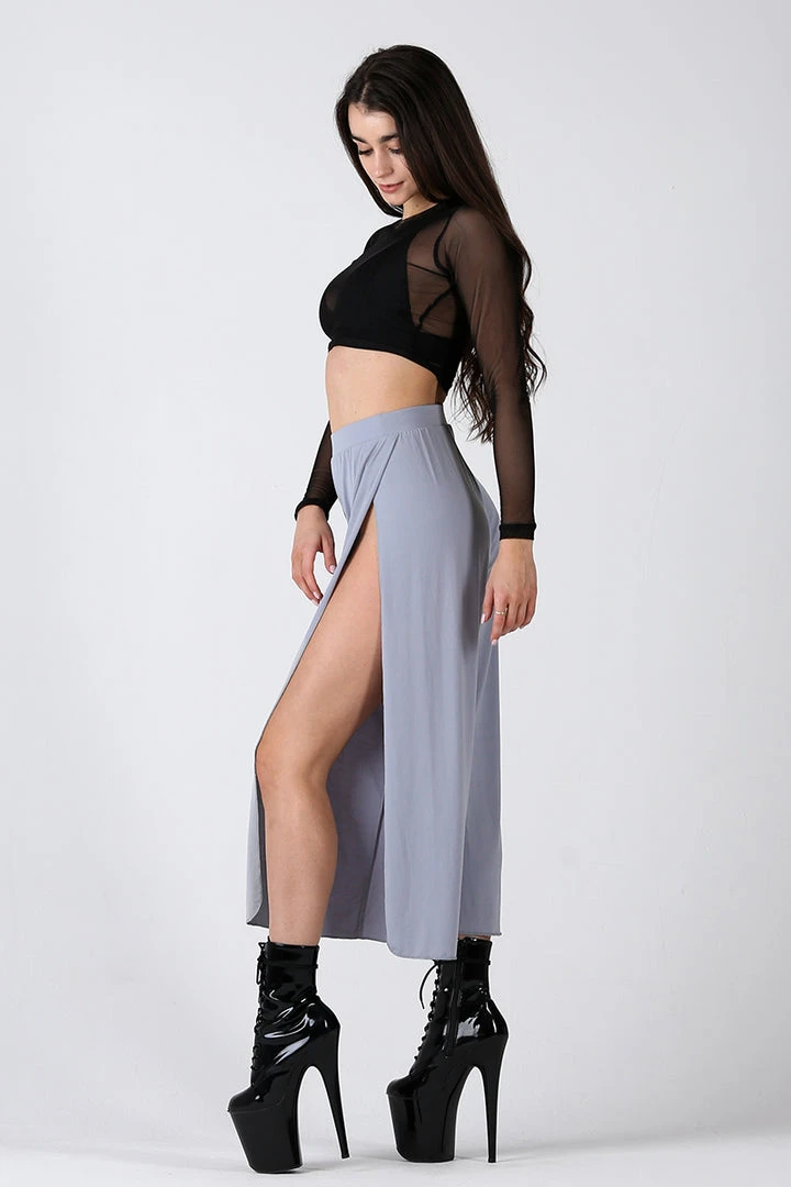 REV ACTIV Sensual Flow Pants (with Leg Slit) - Grey Loungewear Bottoms