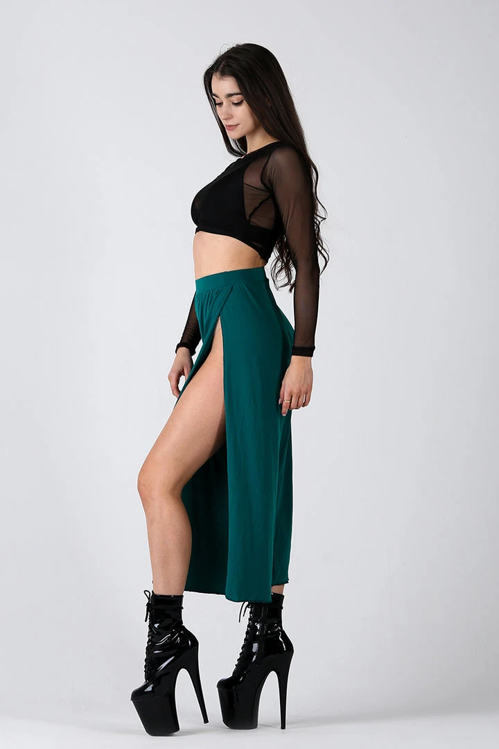 Loungewear Bottoms REV ACTIV Sensual Flow Pants (with Leg Slit) - Malachite