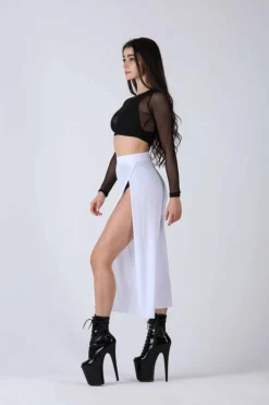 REV ACTIV Sensual Flow Pants (with Leg Slit) - White Loungewear Bottoms