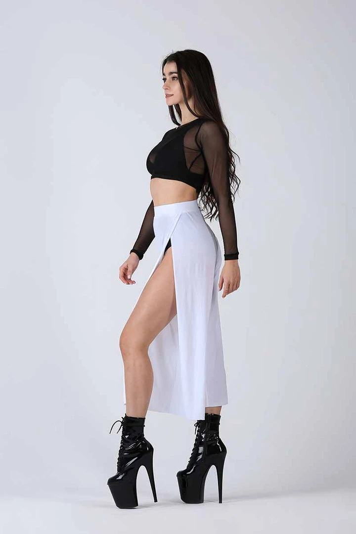 REV ACTIV Sensual Flow Pants (with Leg Slit) - White Loungewear Bottoms
