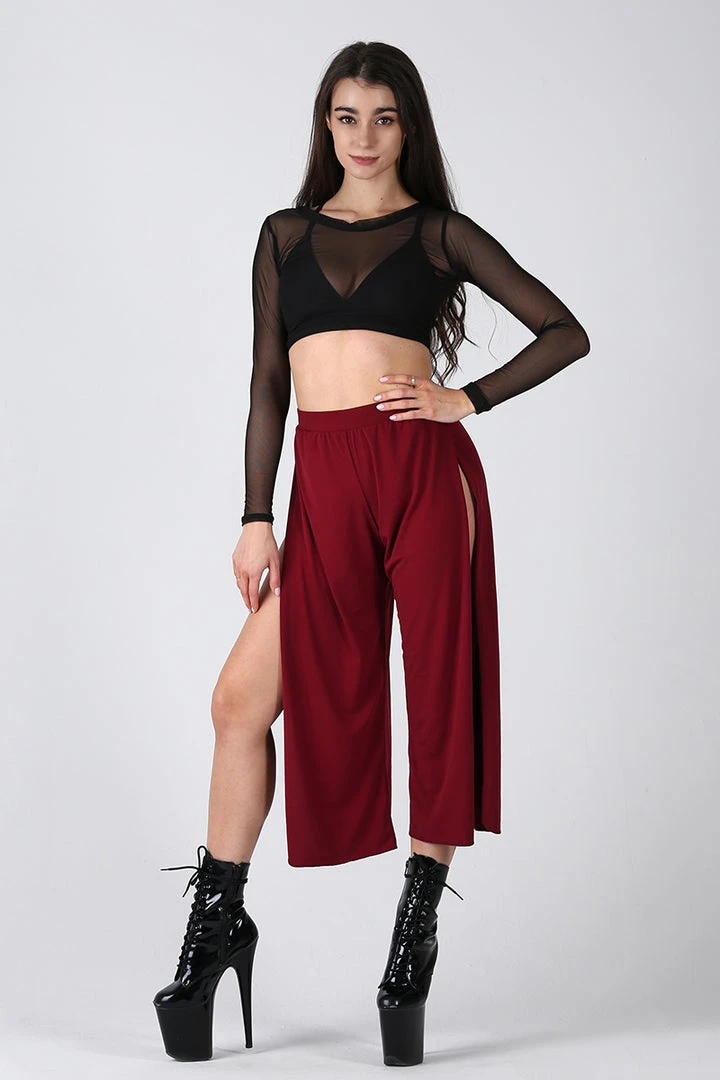 Back In Stock REV ACTIV Sensual Flow Pants (with Leg Slit) - Wine