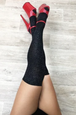 Lunalae Thigh High Socks - Black Sparkle Accessories