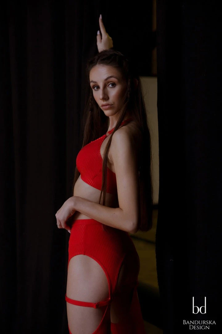 Bandurska Simone Leggings - Ribbed Red