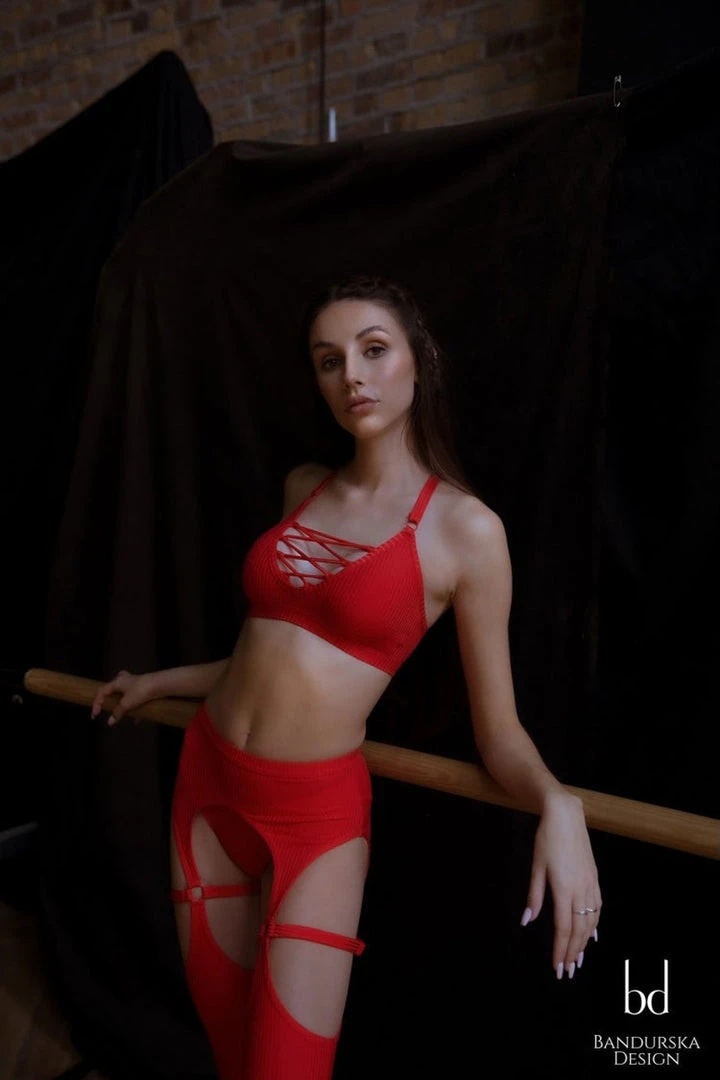 Bandurska Simone Leggings - Ribbed Red