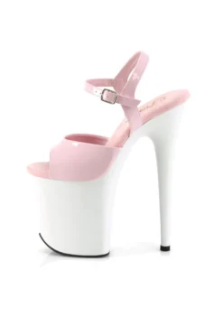 New In Pleaser USA Flamingo-809 8inch Pleasers - Patent Baby Pink/White