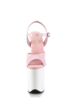 New In Pleaser USA Flamingo-809 8inch Pleasers - Patent Baby Pink/White