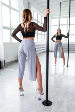REV ACTIV Sensual Flow Pants (with Leg Slit) - Grey Loungewear Bottoms