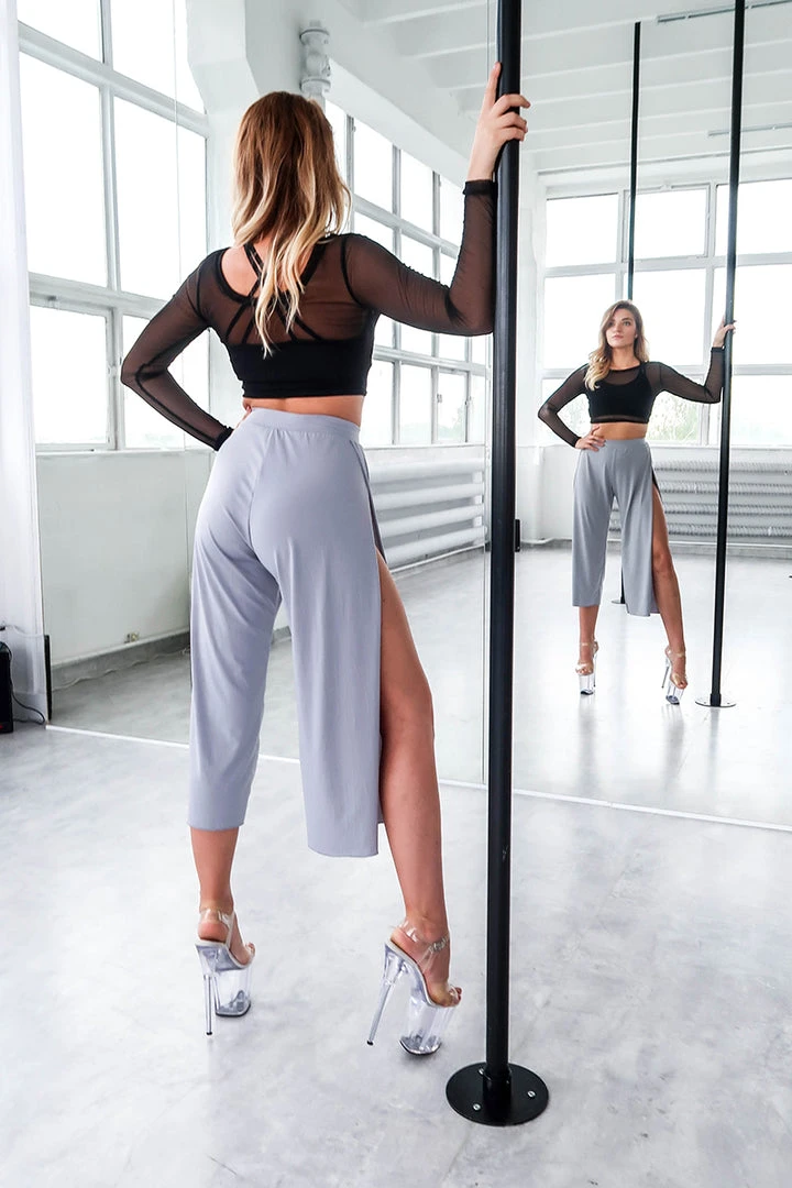 REV ACTIV Sensual Flow Pants (with Leg Slit) - Grey Loungewear Bottoms