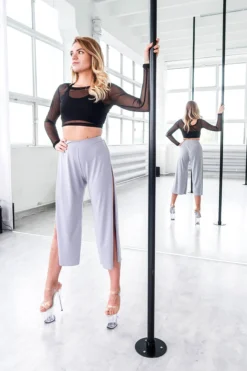 REV ACTIV Sensual Flow Pants (with Leg Slit) - Grey Loungewear Bottoms