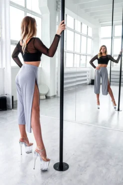 REV ACTIV Sensual Flow Pants (with Leg Slit) - Grey Loungewear Bottoms