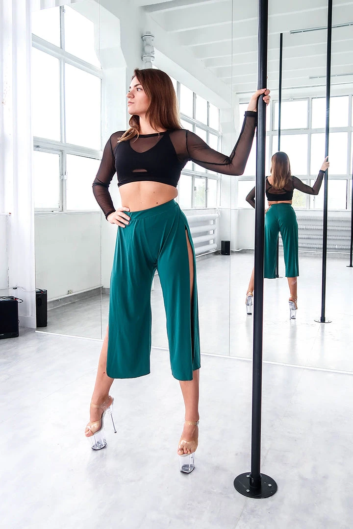 Loungewear Bottoms REV ACTIV Sensual Flow Pants (with Leg Slit) - Malachite