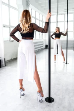 REV ACTIV Sensual Flow Pants (with Leg Slit) - White Loungewear Bottoms