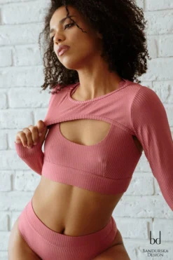 Bandurska Strawberry Sleeves - Ribbed Dusty Pink