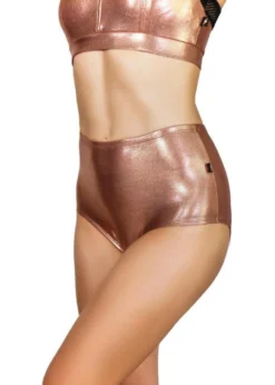Cleo The Hurricane High Waisted Shorts - Metallic Rose Gold