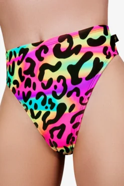 All Pole Wear Cleo The Hurricane High Rider Hot Pants - Neon Leopard