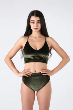 REV ACTIV High Waist Shorts - Olive Velvet