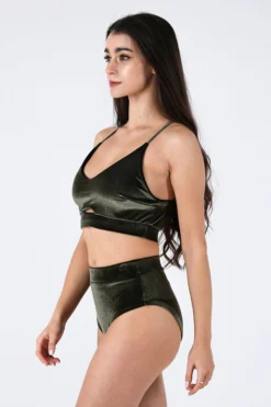 REV ACTIV High Waist Shorts - Olive Velvet