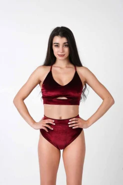 REV ACTIV High Waist Shorts - Wine Velvet All Pole Wear
