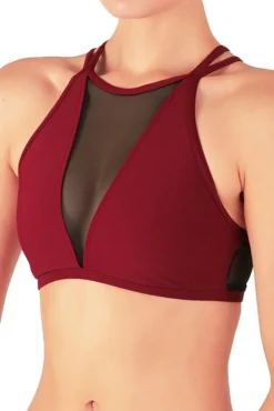 Tops Dragonfly Victoria Sports Bra - Burgundy Mesh