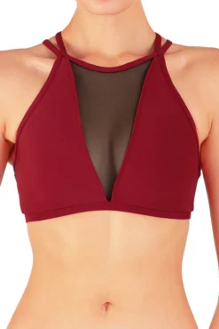 Tops Dragonfly Victoria Sports Bra - Burgundy Mesh
