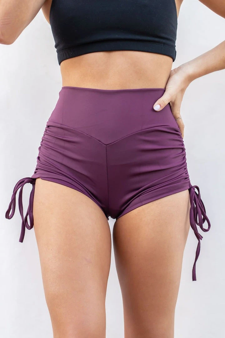 Shorts Lunalae High Waist Drawstring Bottoms - Recycled Mulberry