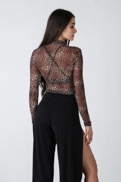 REV ACTIV Wild Leopard Long Sleeved Crop Top All Pole Wear