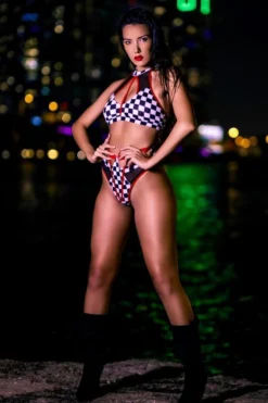 Hamade Activewear Halter Neck Top - Checkered Print All Pole Wear